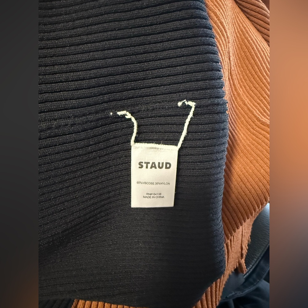 Staud shoko sweater dress tan and black, size S, pre-owned - Picture 8 of 9